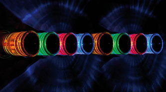 Marina varningsljus på rad i olika färger