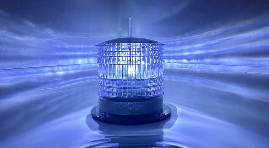 Varningsljus med blått sken